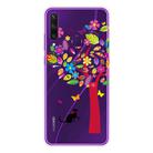 For Huawei Y6p (2020) Coloured Drawing Pattern Highly Transparent TPU Protective Case(Tree Cat) - 1