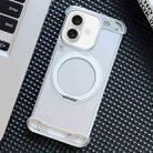 For iPhone 16 Frameless Aromatherapy MagSafe Holder Phone Case(Silver) - 1