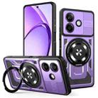 For OPPO A5 Pro Armor Rotating Holder MagSafe Phone Case(Purple) - 1