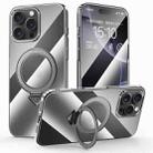 For iPhone 16 Pro Max SULADA Electroplated Transparent MagSafe Holder Phone Case(Black) - 1
