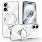 For iPhone 16 Plus SULADA Electroplated Transparent MagSafe Holder Phone Case(Silver) - 1