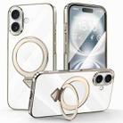 For iPhone 16 SULADA Electroplated Transparent MagSafe Holder Phone Case(Grey) - 1