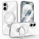 For iPhone 16 SULADA Electroplated Transparent MagSafe Holder Phone Case(Silver) - 1