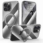 For iPhone 15 Pro Max SULADA Electroplated Transparent MagSafe Holder Phone Case(Black) - 1