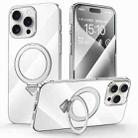 For iPhone 15 Pro SULADA Electroplated Transparent MagSafe Holder Phone Case(Silver) - 1
