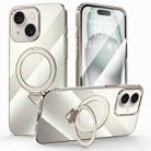 For iPhone 15 SULADA Electroplated Transparent MagSafe Holder Phone Case(Grey) - 1