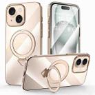 For iPhone 15 SULADA Electroplated Transparent MagSafe Holder Phone Case(Gold) - 1