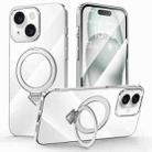 For iPhone 15 SULADA Electroplated Transparent MagSafe Holder Phone Case(Silver) - 1