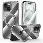 For iPhone 15 SULADA Electroplated Transparent MagSafe Holder Phone Case(Black) - 1