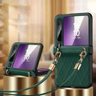 For Huawei Pura X SULADA Elegant Rhombic Texture Folding Phone Case with Lanyard(Green) - 1