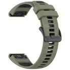 For Garmin 20mm xDfind Dual Color Quick Release Steel Buckle Silicone Watch Band(Military Green+Black) - 2