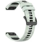 For Garmin 22mm xDfind Dual Color Quick Release Steel Buckle Silicone Watch Band(Mint Green+Black) - 2