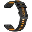 For Garmin 22mm xDfind Dual Color Quick Release Steel Buckle Silicone Watch Band(Black+Orange) - 2
