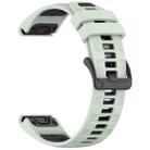 For Garmin 26mm xDfind Dual Color Quick Release Steel Buckle Silicone Watch Band(Mint Green+Black) - 2