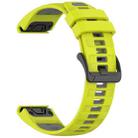 For Garmin 26mm xDfind Dual Color Quick Release Steel Buckle Silicone Watch Band(Lime Green+Grey) - 2