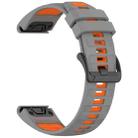 For Garmin 26mm xDfind Dual Color Quick Release Steel Buckle Silicone Watch Band(Grey+Orange) - 2