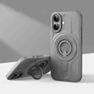 For iPhone 16 Armor MagSafe TPU Hybrid PC Phone Case with Ring Holder(Shallow Grey) - 1