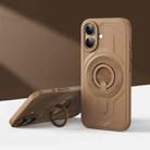 For iPhone 16 Armor MagSafe TPU Hybrid PC Phone Case with Ring Holder(Desert Gold) - 1