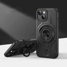 For iPhone 14  Armor MagSafe TPU Hybrid PC Phone Case with Ring Holder(Sagacity Black) - 1