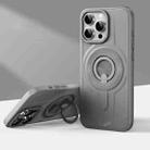 For iPhone 14 Pro Max Armor MagSafe TPU Hybrid PC Phone Case with Ring Holder(Shallow Grey) - 1
