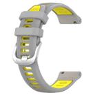 For Garmin 26mm xDfind Sports Two-Color Steel Buckle Silicone Watch Band(Grey+Yellow) - 2