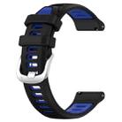 For Garmin 20mm xDfind Sports Two-Color Steel Buckle Silicone Watch Band(Black+Blue) - 2