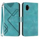 For Samsung Galaxy XCover7 Pro Line Pattern Skin Feel Leather Phone Case(Light Blue) - 1