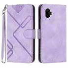 For Samsung Galaxy XCover7 Pro Line Pattern Skin Feel Leather Phone Case(Light Purple) - 1