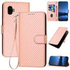 For Samsung Galaxy XCover7 Pro YX0070 Carbon Fiber Buckle Leather Phone Case with Lanyard(Pink) - 1