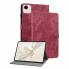For Honor Pad X9a Embossed Tiger Pattern Leather Tablet Case(Red) - 1