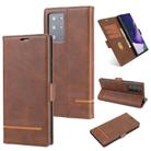 For Samsung Galaxy Note 20 Ultra Business Style Line Splicing Horizontal Flip TPU + PU Leather Case with Card Slots & Holder & Wallet(Dark Brown) - 1