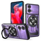 For Motorola Moto G24 / G04 Armor Rotating Holder MagSafe Phone Case(Purple) - 1