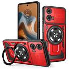 For Motorola Moto G34 Armor Rotating Holder MagSafe Phone Case(Red) - 1