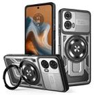 For Motorola Moto G34 Armor Rotating Holder MagSafe Phone Case(Grey) - 1