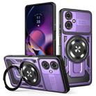 For Motorola Moto G54 Armor Rotating Holder MagSafe Phone Case(Purple) - 1