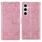 For Samsung Galaxy S24 5G / S25 5G Embossed Floral Pattern Leather Phone Case(Pink) - 1
