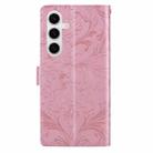 For Samsung Galaxy S24 5G / S25 5G Embossed Floral Pattern Leather Phone Case(Pink) - 3