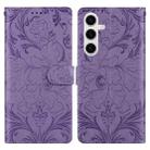 For Samsung Galaxy S24 5G / S25 5G Embossed Floral Pattern Leather Phone Case(Purple) - 1