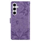 For Samsung Galaxy S24 5G / S25 5G Embossed Floral Pattern Leather Phone Case(Purple) - 3