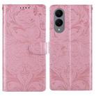 For Samsung Galaxy S25 Edge 5G Embossed Floral Pattern Leather Phone Case(Pink) - 1