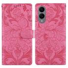 For Samsung Galaxy S25 Edge 5G Embossed Floral Pattern Leather Phone Case(Rose Red) - 1
