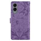 For Samsung Galaxy S25 Edge 5G Embossed Floral Pattern Leather Phone Case(Purple) - 3