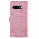 For Google Pixel 9a Embossed Floral Pattern Leather Phone Case(Pink) - 3