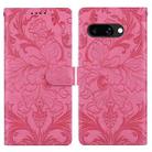 For Google Pixel 9a Embossed Floral Pattern Leather Phone Case(Rose Red) - 1