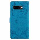 For Google Pixel 9a Embossed Floral Pattern Leather Phone Case(Blue) - 3