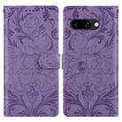 For Google Pixel 9a Embossed Floral Pattern Leather Phone Case(Purple) - 1