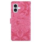 For iPhone 16 Plus Embossed Floral Pattern Leather Phone Case(Rose Red) - 3