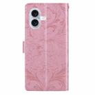 For iPhone 16 Embossed Floral Pattern Leather Phone Case(Pink) - 3