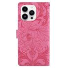 For iPhone 15 Pro Embossed Floral Pattern Leather Phone Case(Rose Red) - 3