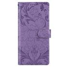 For iPhone 15 Pro Embossed Floral Pattern Leather Phone Case(Purple) - 2